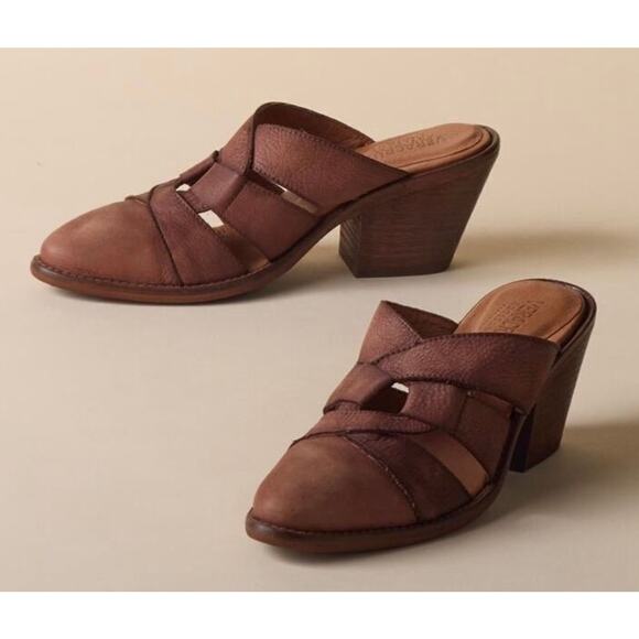 Veracruz Shoes - Sundance Veracruz Rinjani Leather Mules Heeled Clogs Brown EU 38 US 7.5-8 Boho